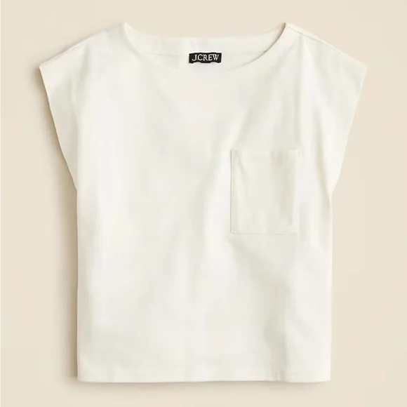 J crew ivory New mariner jersey boatneck muscle T-shirt - Picture 3 of 4